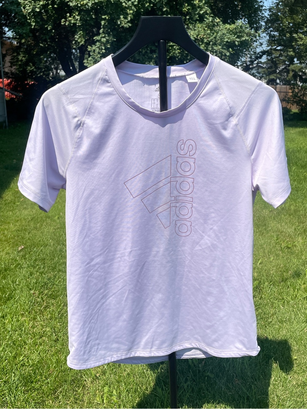 adidas Light Lavender Performance Tee with Vertical Logo